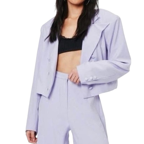 NWT Nasty Gal Oversized Shoulder Pad Cropped Tailored Blazer - Sz 10 - Picture 1 of 7